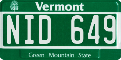 VT license plate NID649