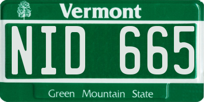 VT license plate NID665