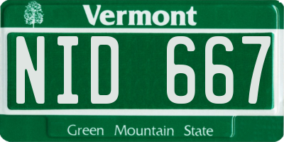 VT license plate NID667