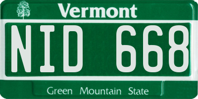VT license plate NID668
