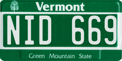 VT license plate NID669