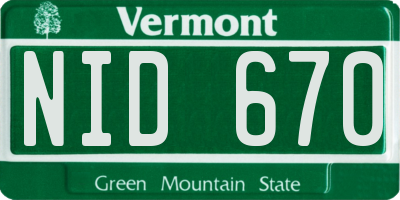 VT license plate NID670