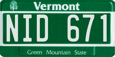 VT license plate NID671
