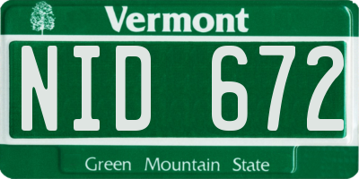 VT license plate NID672