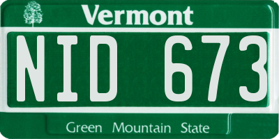VT license plate NID673