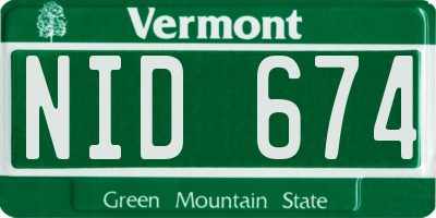 VT license plate NID674