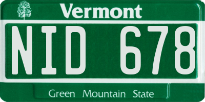 VT license plate NID678