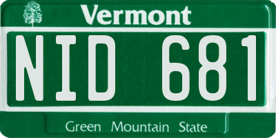 VT license plate NID681