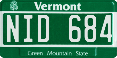 VT license plate NID684