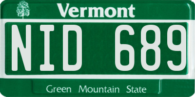 VT license plate NID689