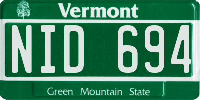 VT license plate NID694