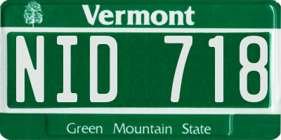 VT license plate NID718