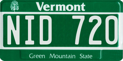 VT license plate NID720
