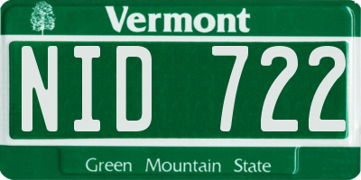 VT license plate NID722