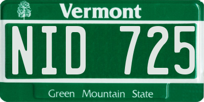 VT license plate NID725