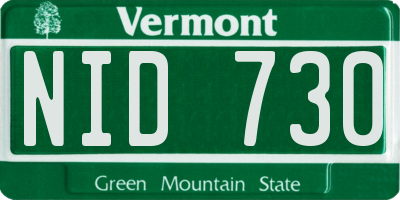 VT license plate NID730