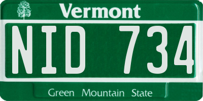 VT license plate NID734