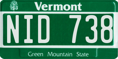 VT license plate NID738