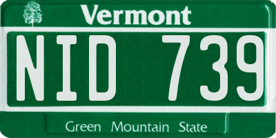 VT license plate NID739