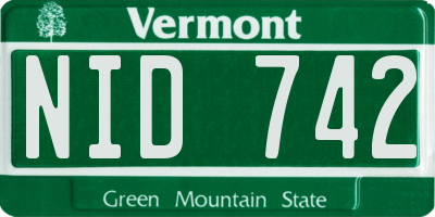 VT license plate NID742