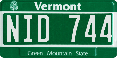 VT license plate NID744