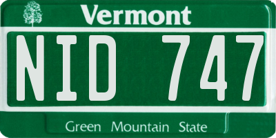 VT license plate NID747