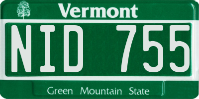 VT license plate NID755