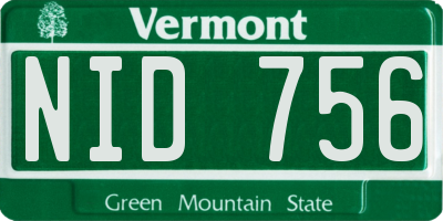 VT license plate NID756