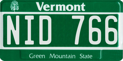 VT license plate NID766