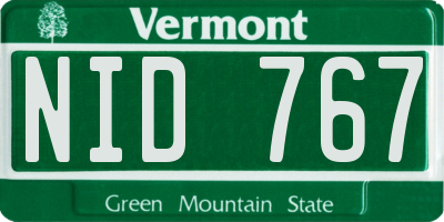 VT license plate NID767