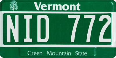 VT license plate NID772