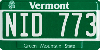 VT license plate NID773