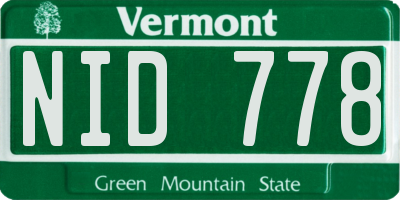 VT license plate NID778