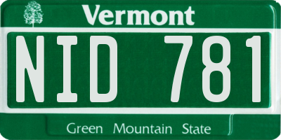 VT license plate NID781