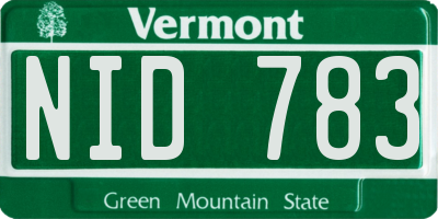 VT license plate NID783