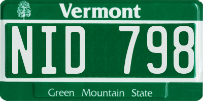 VT license plate NID798