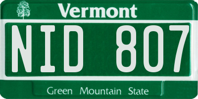 VT license plate NID807