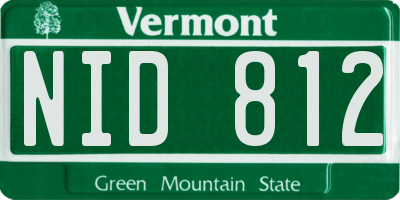 VT license plate NID812