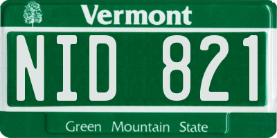 VT license plate NID821