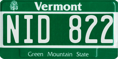VT license plate NID822