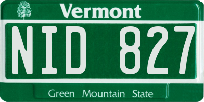 VT license plate NID827