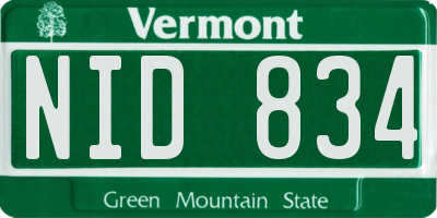 VT license plate NID834