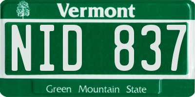 VT license plate NID837