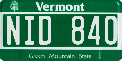 VT license plate NID840