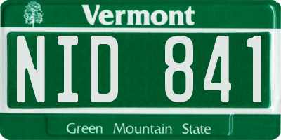 VT license plate NID841