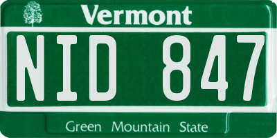 VT license plate NID847
