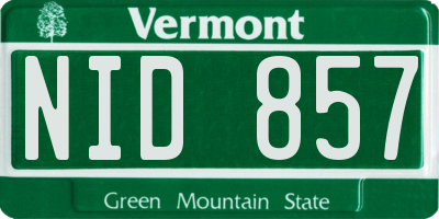 VT license plate NID857