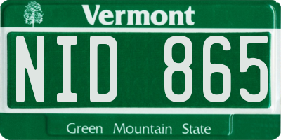 VT license plate NID865