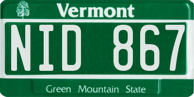 VT license plate NID867