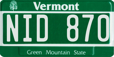 VT license plate NID870